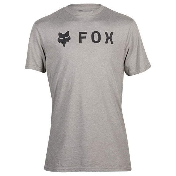 Crisp studio image on a white background of Fox Racing Absolute Premium Tee; showing tee fit, printed graphics, and crew neckline; SKU 31730-001-S