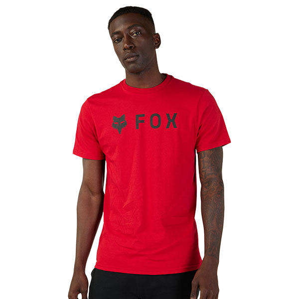 Professional studio photo of Fox Racing Absolute Premium Tee; showing tee fit, printed graphics, and crew neckline; SKU 31730-001-S