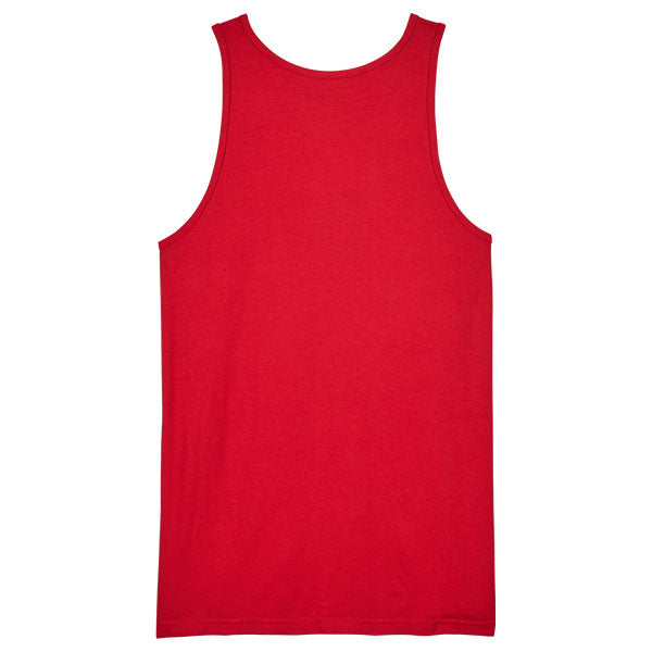 Professional studio photo of Fox Racing Fox Head Premium Tank; showing sleeveless cut, hem shape, and printed or woven branding; SKU 32091-001-S