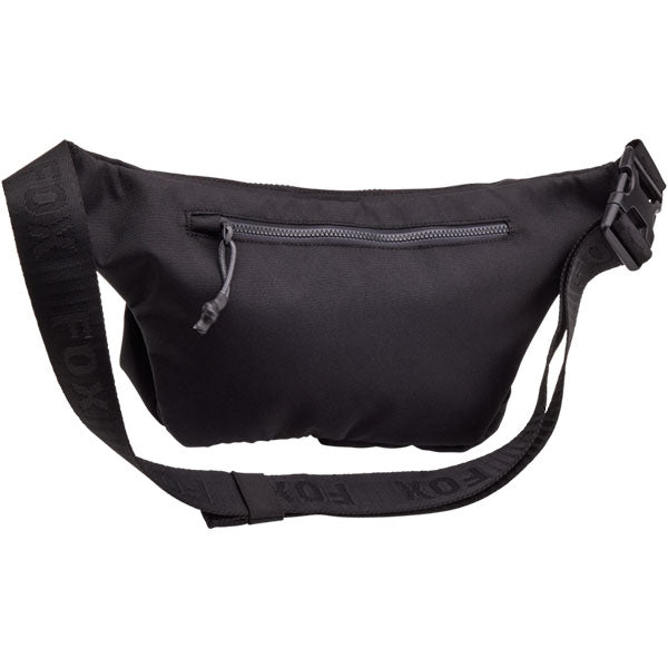 Fox Racing Fox Head Premium Hip Pack SKU 32342 Black back view showing adjustable strap and back panel