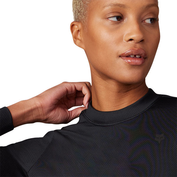 Fox Racing Tecbase Fire Long Sleeve Shirt (Womens) product image in XS sizes Black SKU 29932-001-XS. Base Layer Shirt | Available at BTO Sports