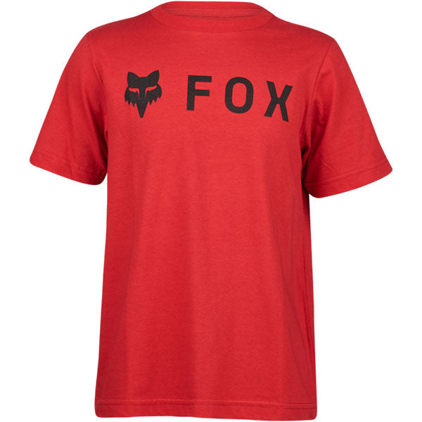 High-resolution studio image of Fox Racing Absolute Tee (Youth); showing tee fit, printed graphics, and crew neckline; SKU 31818-329-YS