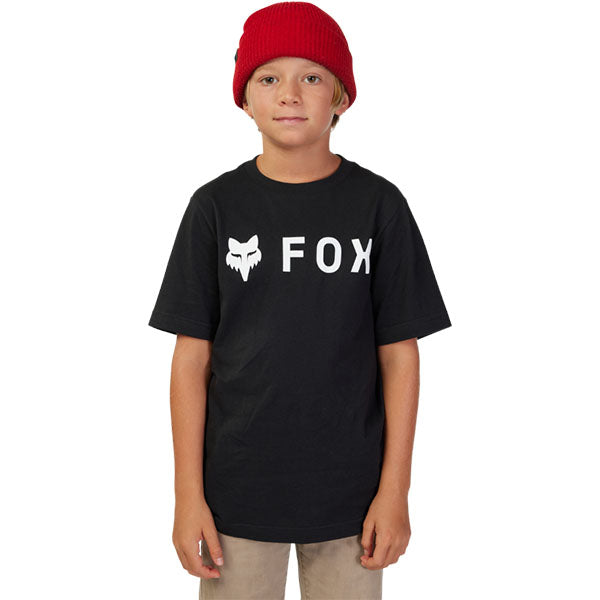 Professional studio photo of Fox Racing Absolute Tee (Youth); showing tee fit, printed graphics, and crew neckline; SKU 31818-329-YS