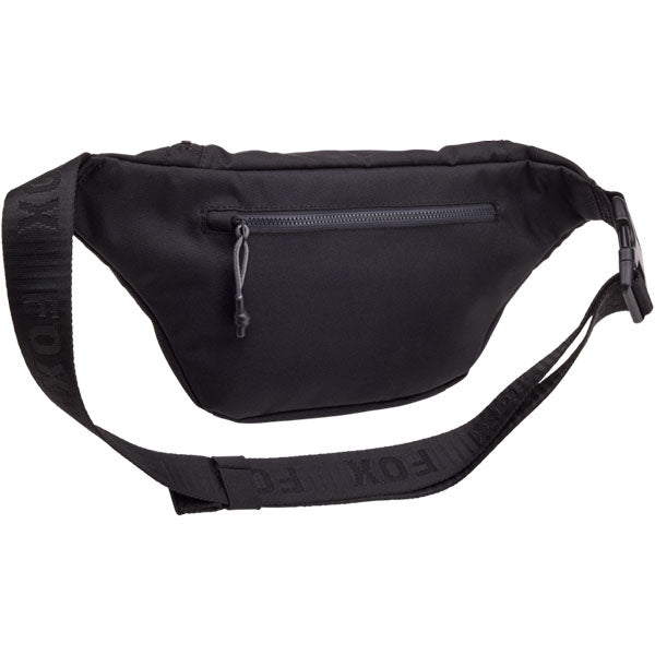 Fox Racing Fox Head Hip Pack SKU 32343 Black back view showing adjustable strap and back panel