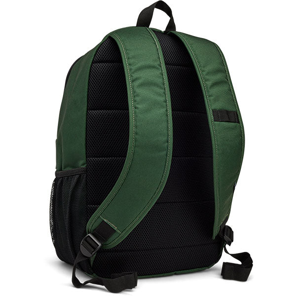 Fox Racing Clean Up Backpack SKU 32790 Dark Sage back view showing padded shoulder straps and back panel