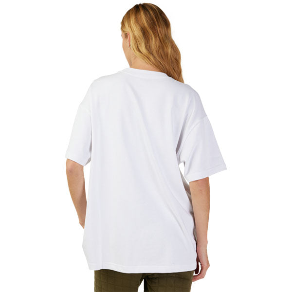 Crisp studio image on a white background of Fox Racing Wordmark Premium Tee (Womens); showing tee fit, printed graphics, and crew neckline