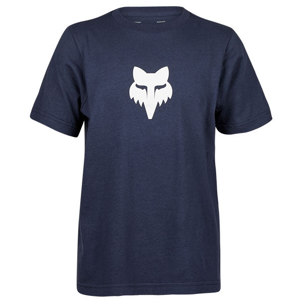 Studio photo on a white background of Fox Racing Fox Legacy Basic Tee (Youth); showing tee fit, printed graphics, and crew neckline; SKU 31819-001-YXS