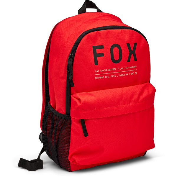 Fox Racing Clean Up Backpack SKU 32790 Flo Red front view showing main compartment and Fox Racing branding