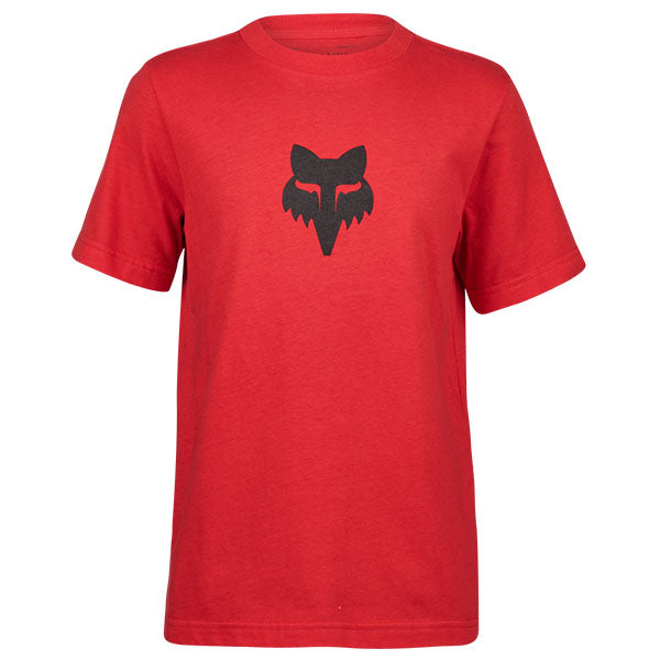 Clean studio shot of Fox Racing Fox Legacy Basic Tee (Youth); showing tee fit, printed graphics, and crew neckline; SKU 31819-001-YXS