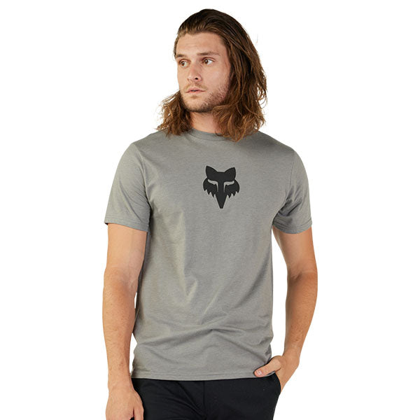 Professional studio photo of Fox Racing Fox Head Premium Tee; showing tee fit, printed graphics, and crew neckline; SKU 31731-001-S