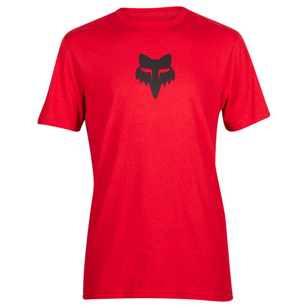Studio photo on a white background of Fox Racing Fox Head Premium Tee; showing tee fit, printed graphics, and crew neckline; SKU 31731-001-S