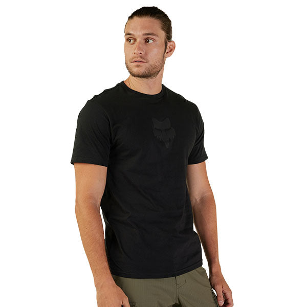 Crisp studio image on a white background of Fox Racing Fox Head Premium Tee; showing tee fit, printed graphics, and crew neckline; SKU 31731-001-S