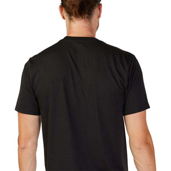 Clean studio shot of Fox Racing Forums Tech Tee; showing tee fit, printed graphics, and crew neckline; SKU 30723-001-S; Colors: SM, MD, LG, XL and more