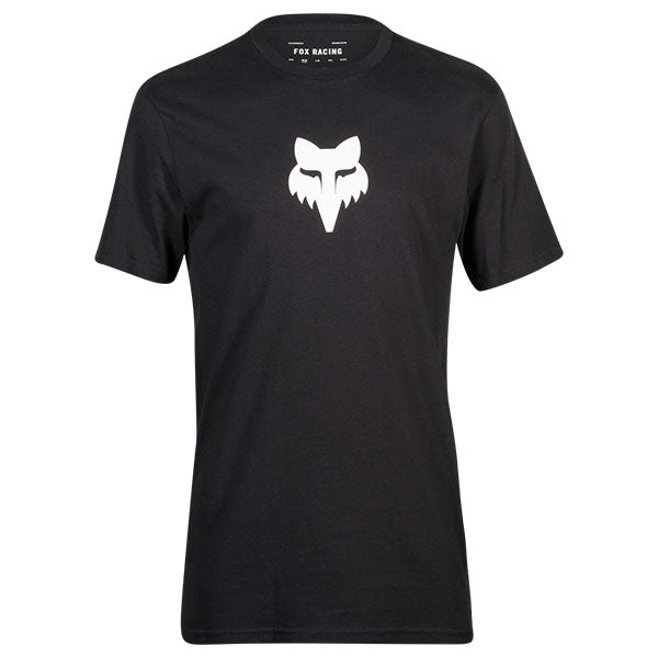 Clean studio shot of Fox Racing Fox Head Premium Tee; showing tee fit, printed graphics, and crew neckline; SKU 31731-001-S