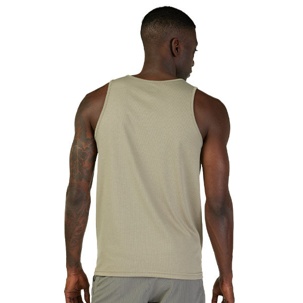 High-resolution studio image of Fox Racing Forums Tech Tank; showing sleeveless cut, hem shape, and printed or woven branding; SKU 30720-291-S