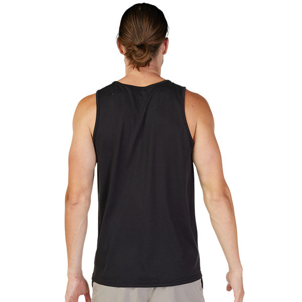 Clean studio shot of Fox Racing Forums Tech Tank; showing sleeveless cut, hem shape, and printed or woven branding; SKU 30720-291-S