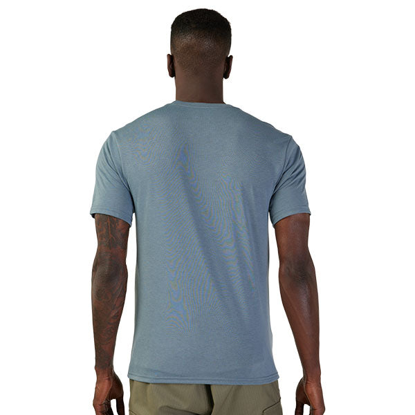 Professional studio photo of Fox Racing Wordmark Tech Tee; showing tee fit, printed graphics, and crew neckline; SKU 31890-001-S