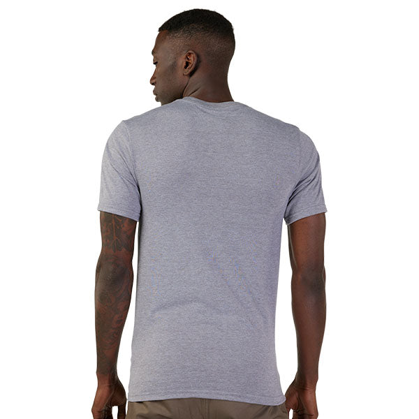High-resolution studio image of Fox Racing Wordmark Tech Tee; showing tee fit, printed graphics, and crew neckline; SKU 31890-001-S