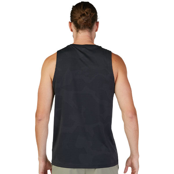 Professional studio photo of Fox Racing Rep Jacquard Tank; showing sleeveless cut, hem shape, and printed or woven branding; SKU 30977-343-S