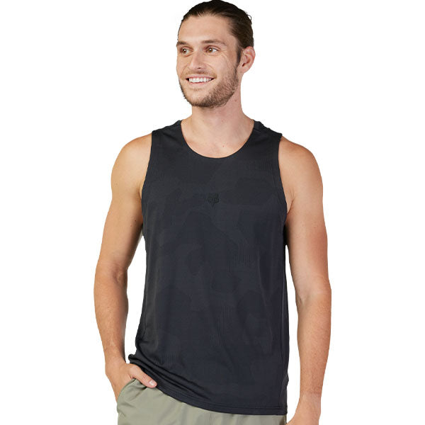 Crisp studio image on a white background of Fox Racing; showing sleeveless cut, hem shape, and printed or woven branding; SKU 30977-247-L