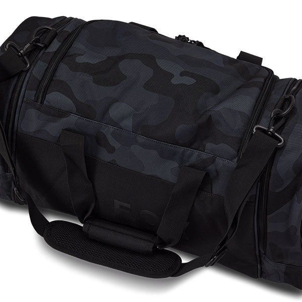 Fox Racing 180 Black Camo Duffle Bag SKU 33139 Black Camo interior view showing main compartment storage and mesh pockets