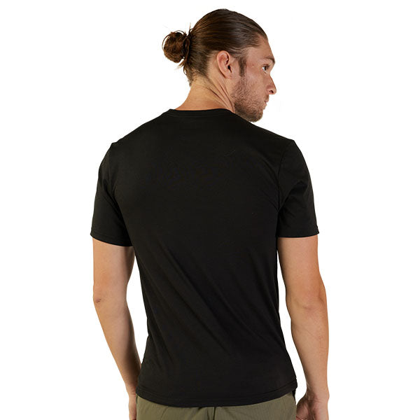 Clean studio shot of Fox Racing Wordmark Tech Tee; showing tee fit, printed graphics, and crew neckline; SKU 31890-001-S; Colors: SM, MD, LG, XL and more