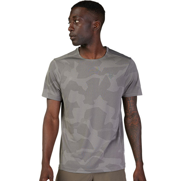 Clean studio shot of Fox Racing Rep Jacquard Tee; showing tee fit, printed graphics, and crew neckline; SKU 30976-247-S; Colors: SM, MD, LG, XL and more