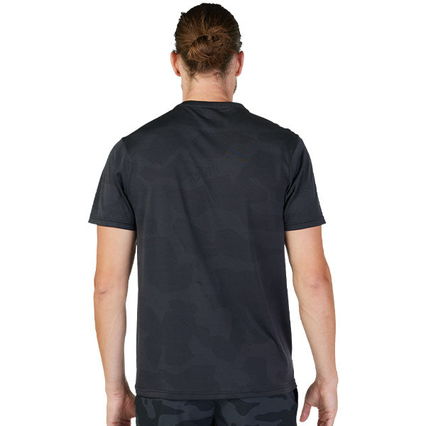 Crisp studio image on a white background of Fox Racing Rep Jacquard Tee; showing tee fit, printed graphics, and crew neckline; SKU 30976-247-S