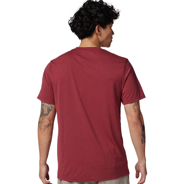 Studio photo on a white background of Fox Racing Non Stop Tech Tee; showing tee fit, printed graphics, and crew neckline; SKU 31688-001-S