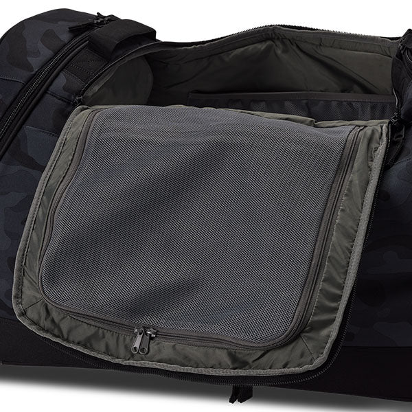 Fox Racing Shuttle Black Camo Roller Gearbag SKU 33135 Black Camo lifestyle photo loaded for race day