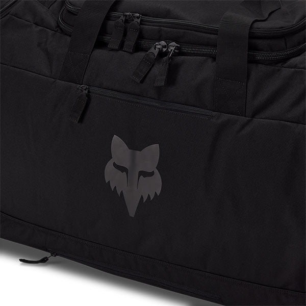 Fox Racing Podium Duffle Bag SKU 33134 Black back view showing padded shoulder strap and back panel