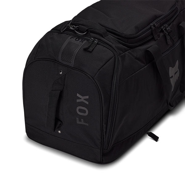 Fox Racing Podium Duffle Bag SKU 33134 Black side view showing zippered side compartments