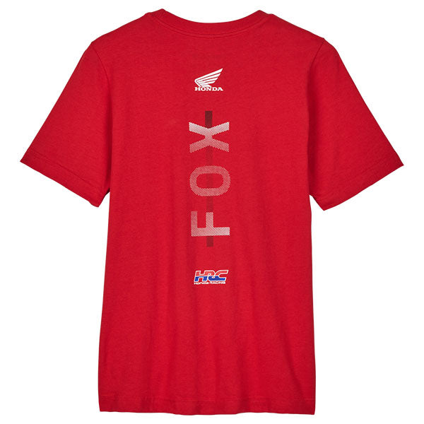 High-resolution studio image of Fox Racing Fox X Honda Tee (Youth); showing tee fit, printed graphics, and crew neckline; SKU 32295-122-YS
