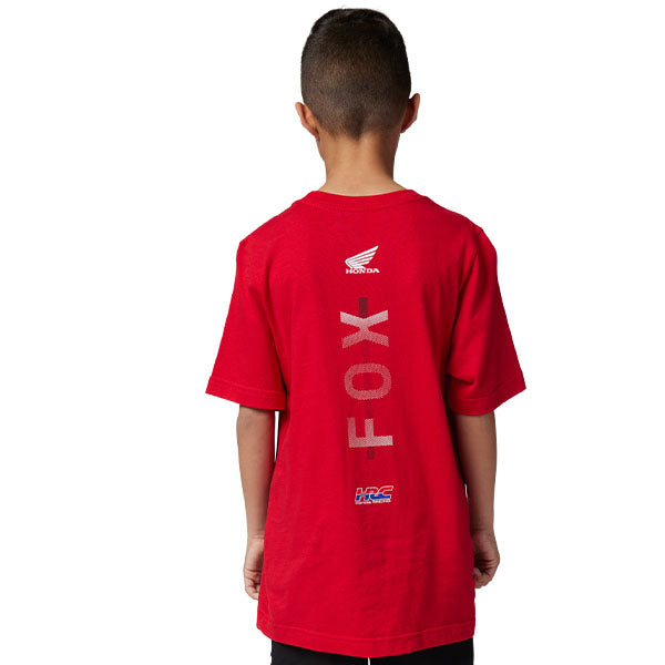 Professional studio photo of Fox Racing Fox X Honda Tee (Youth); showing tee fit, printed graphics, and crew neckline; SKU 32295-122-YS