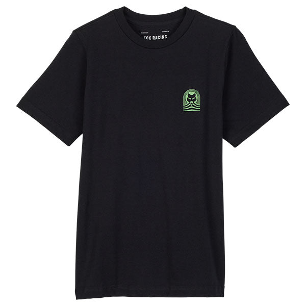 Clean studio shot of Fox Racing Exploration Premium Tee (Youth); showing tee fit, printed graphics, and crew neckline; SKU 32302-447-YS