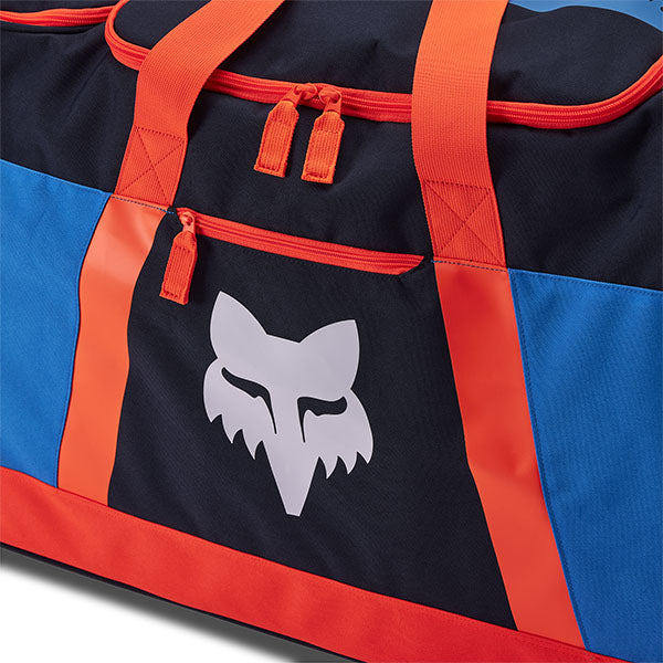 Fox Racing Shuttle 180 Race Spec Roller Gearbag SKU 32513 True Blue back view showing retractable pull handle and wheel base