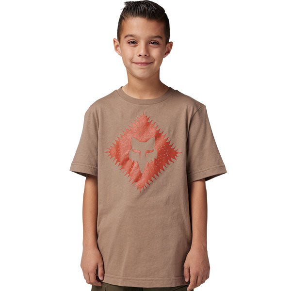 Professional studio photo of Fox Racing Leo Premium Tee (Youth); showing tee fit, printed graphics, and crew neckline; SKU 32303-562-YS