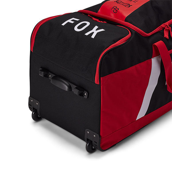 Fox Racing Shuttle 180 Race Spec Roller Gearbag SKU 32513 Flo Red alternate view showing exterior compartments and branding