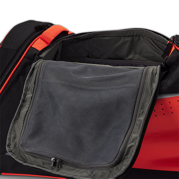 Fox Racing Shuttle Divider Roller Gearbag SKU 32337 Flo Orange lifestyle photo loaded for race day