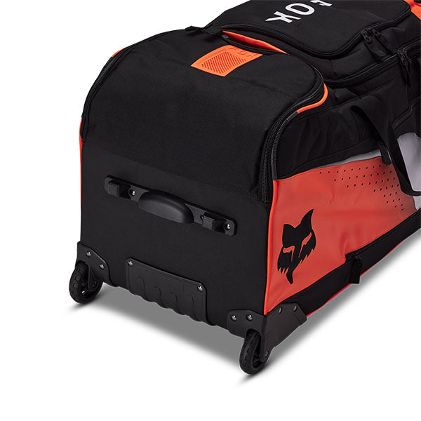 Fox Racing Shuttle Divider Roller Gearbag SKU 32337 Flo Orange alternate view showing exterior compartments and branding