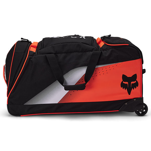Fox Racing Shuttle Divider Roller Gearbag SKU 32337 Flo Orange interior view showing main gear compartment and boot section