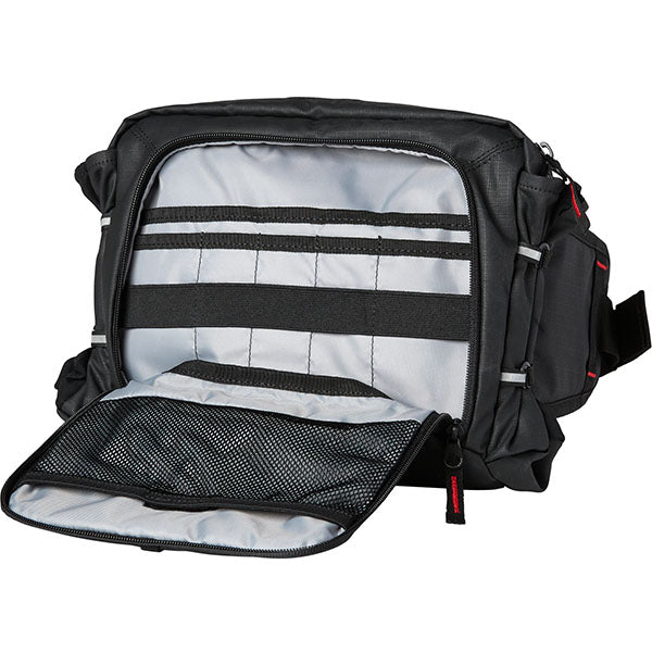 Fox Racing Utility 5L Lumbar Hydration Pack SKU 28929 Black back view showing reservoir access panel and back padding