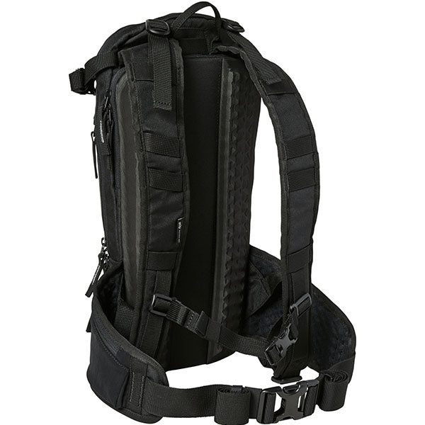 Fox Racing Utility 12L Hydration Pack SKU 28407 Black interior view showing HydraPak reservoir and fleece-lined pocket