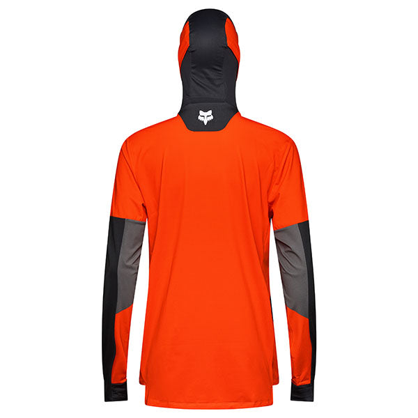 Rear view of Flo Orange Ranger Drive Jersey (SKU: 33538-824), showing mesh zones and drop tail