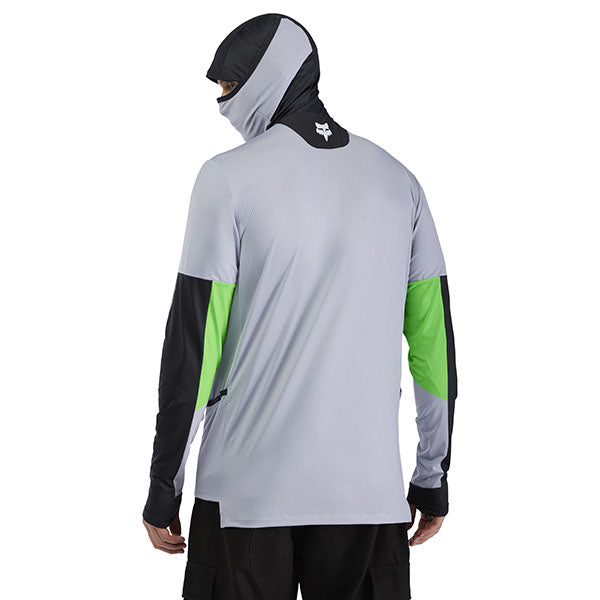 Front view of Steel Grey Ranger Drive Jersey (SKU: 33538-172) with thumbhole cuffs and breathable fabric