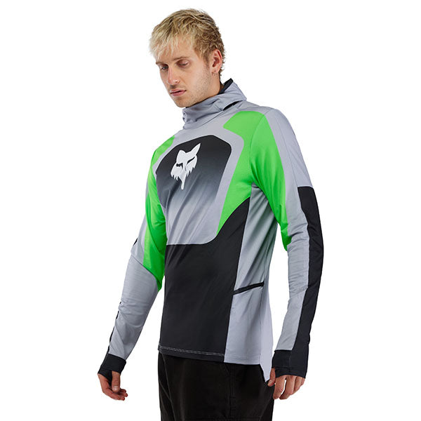 Rear flat lay of Steel Grey Ranger Drive Jersey (SKU: 33538-172), showing mesh zones and drop tail
