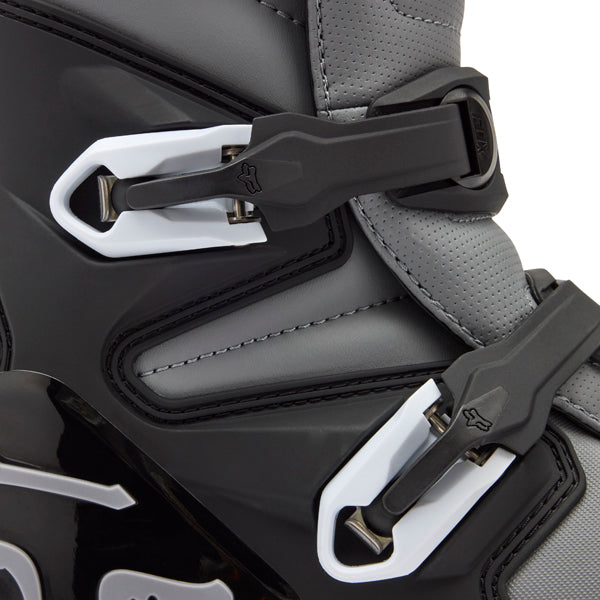Fox Racing Comp Core Boots product image in Blk/Gry sizes 8, 9, 9.5, 10, 10.5, 11, 11.5, 12, 13, 14 SKU 28373-014-. Boots | Available at BTO Sports