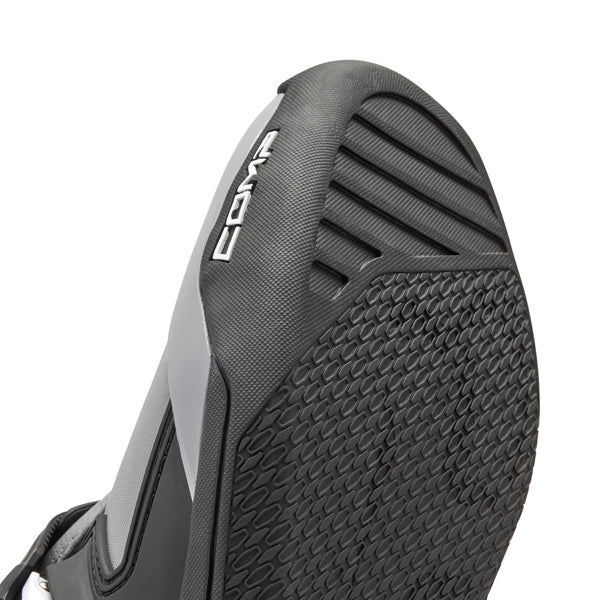 Fox Racing Comp Core Boots product image in Blk/Gry sizes 8, 9, 9.5, 10, 10.5, 11, 11.5, 12, 13, 14 SKU 28373-014-. Boots | Available at BTO Sports