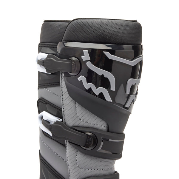 Fox Racing Comp Core Boots product image in Blk/Gry sizes 8, 9, 9.5, 10, 10.5, 11, 11.5, 12, 13, 14 SKU 28373-014-. Boots | Available at BTO Sports