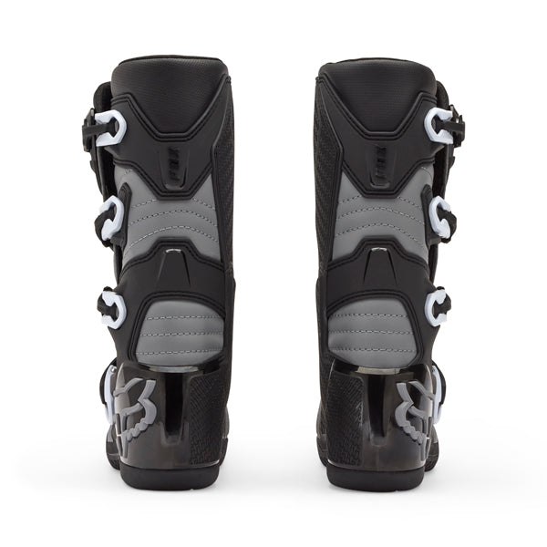 Fox Racing Comp Core Boots (Youth) product image in Blk/Gry sizes Y-1, Y-2, Y-3, Y-4, Y-5, Y-6, Y-7, Y-8 SKU 30471-014-. Boots | Available at BTO Sports